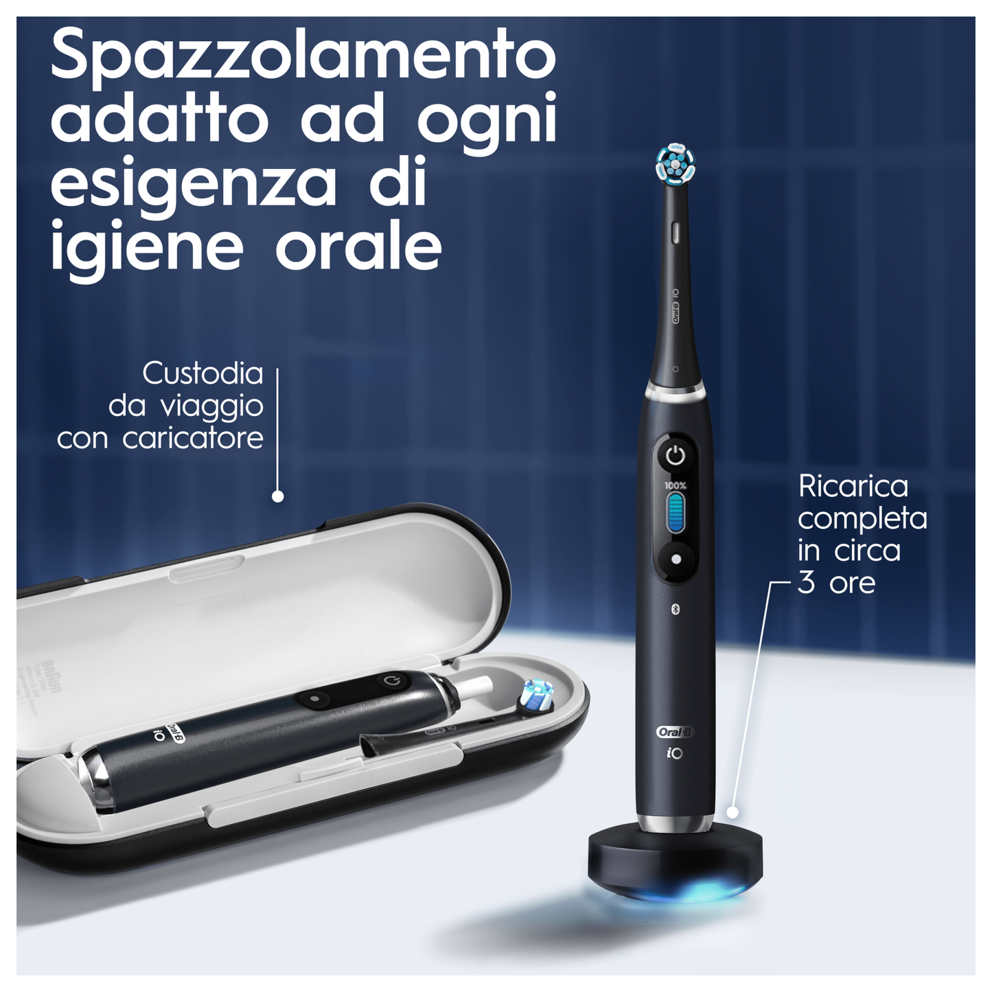 Oral-B Spazzolino Elettrico iO 9 Nero, 2 Testine, 1 Custodia Da Viaggio + Oral-B Dentifricio Pro-Expert Advanced Pulizia Profonda (Prevenzione Per 24 Ore)