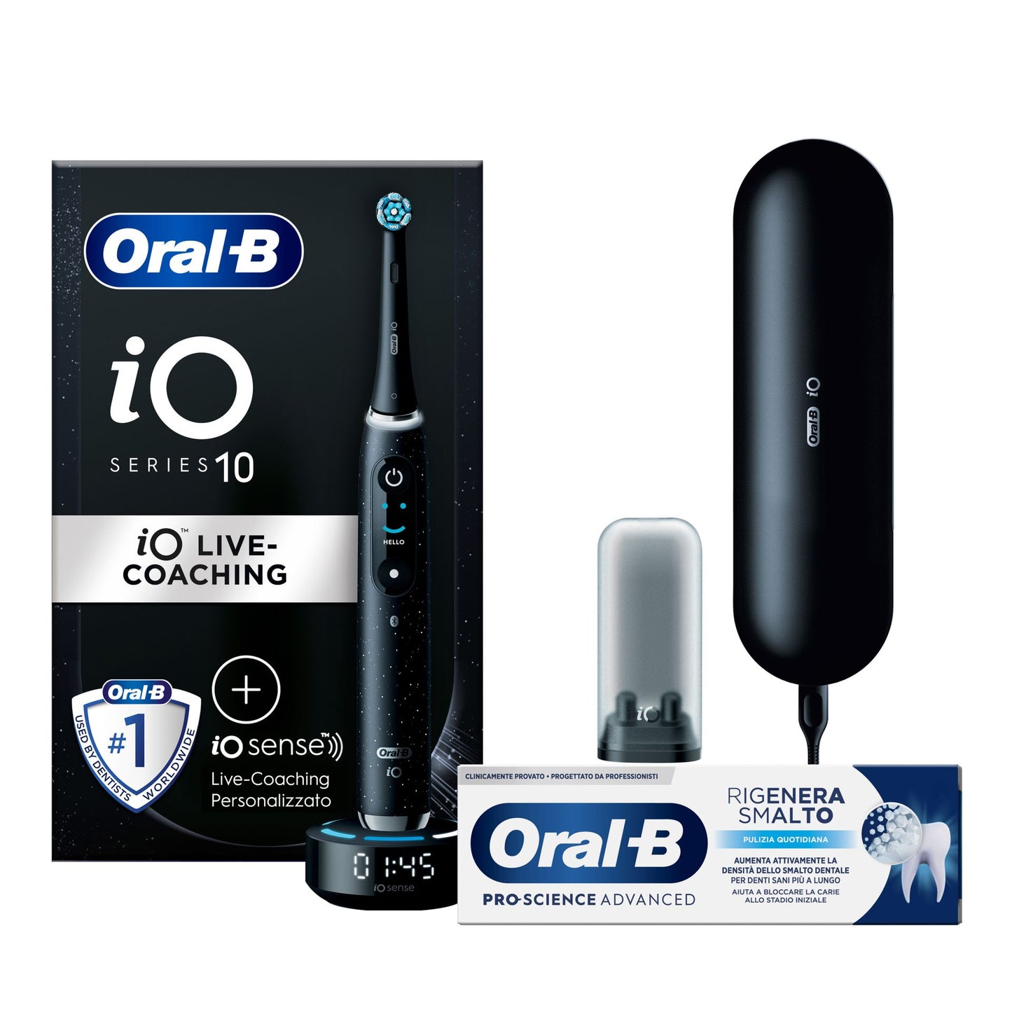 Oral-B Electric Toothbrush iO 10 Black + + Oral-B Pro-Science Advanced Toothpaste Regenerates Enamel (Daily Cleaning)