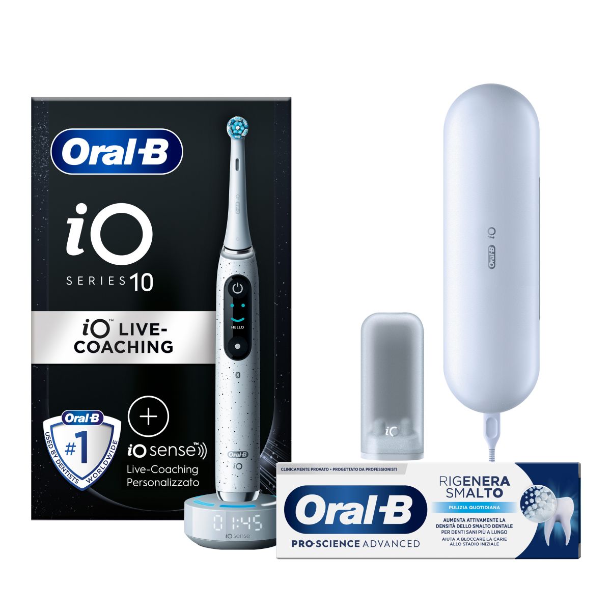 Oral-B Spazzolino Elettrico iO 10 Bianco + Oral-B Dentifricio Pro-Science Advanced Rigenera Smalto (Pulizia Quotidiana)