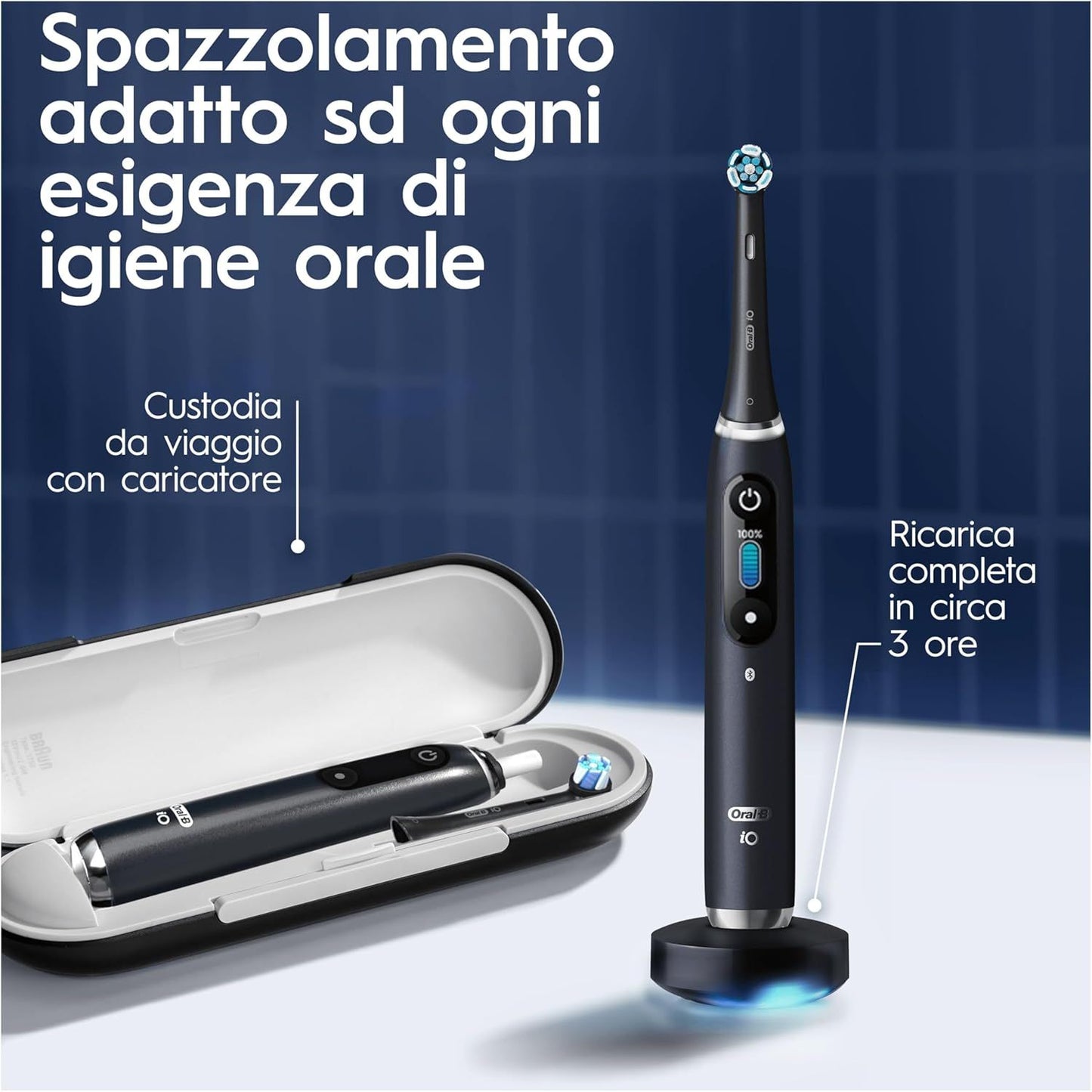 Oral-B iO 9 Electric Toothbrush White, 2 Heads, 1 Travel Case + Oral-B Pro-Expert Advanced Deep Clean Toothpaste (24-Hour Prevention) + Oral-B iO Ultimate Clean Heads White, Pack of 10