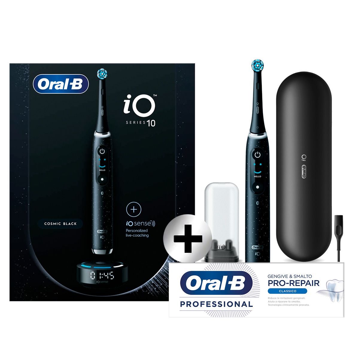 Oral-B Spazzolino Elettrico iO 10 Nero + Oral-B Dentifricio Gengive & Smalto 75ml