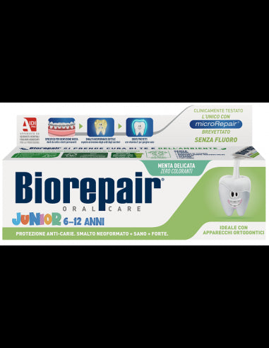 Biorepair Oral Care Junior 6-12 Jahre Zahnpasta Schutz vor Karies Neugebildeter Zahnschmelz Mit Zarter Minze 75 Ml
