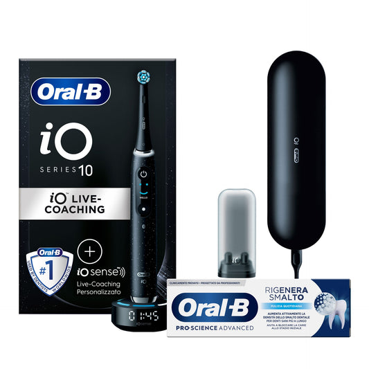 Oral-B Spazzolino Elettrico iO 10 Nero + + Oral-B Dentifricio Pro-Science Advanced Rigenera Smalto (Pulizia Quotidiana)