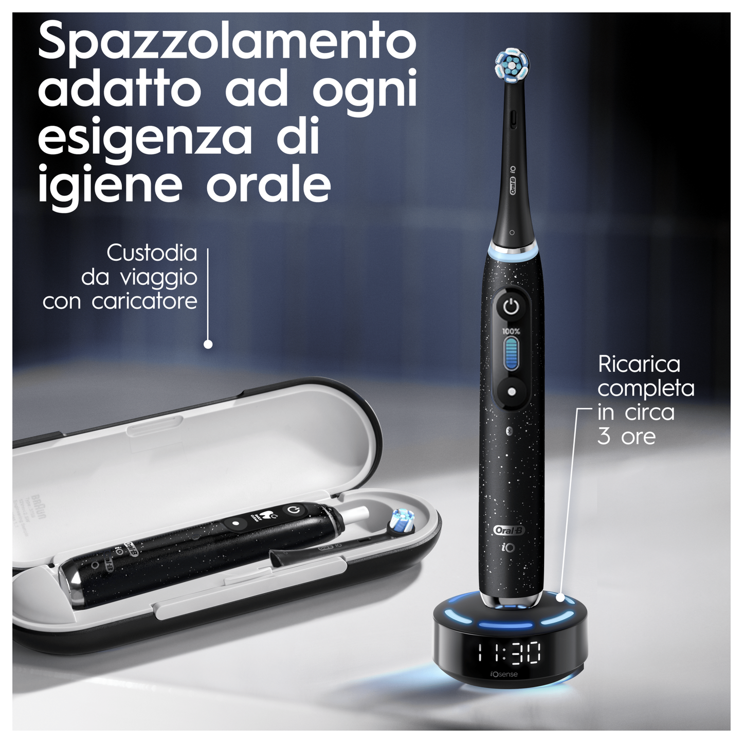 Oral-B iO 10 Electric Toothbrush Black, 1 Head, 1 Travel Case + Oral-B Pro-Science Advanced Toothpaste Regenerates Gentle Whitening Enamel