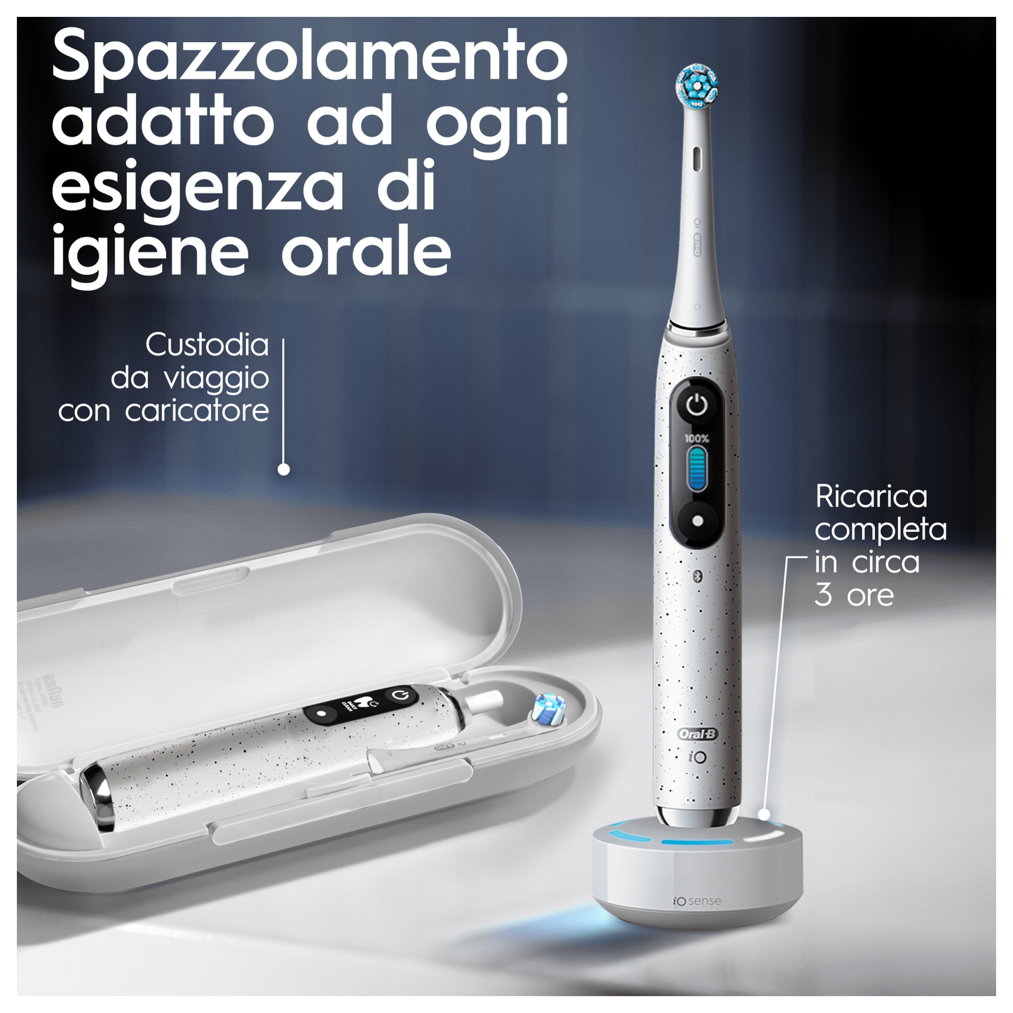 Oral-B iO 10 Electric Toothbrush White, 1 Head, 1 Travel Case + Oral-B Pro-Science Advanced Toothpaste Regenerates Enamel Whitening Gentle