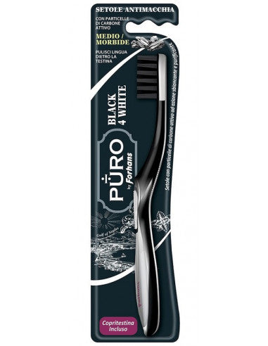 Forhans Black4white Zahnbürste mit Kohleborsten