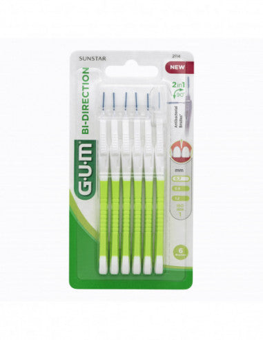 Gum Bidirektionale Interdentalbürsten Ultrafeine Spitze 2114 6 Stück