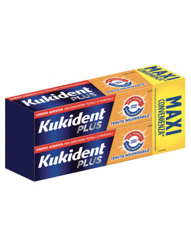 Kukident Plus Double Action Unsurpassed Hold Denture Adhesive Cream 2x65 G