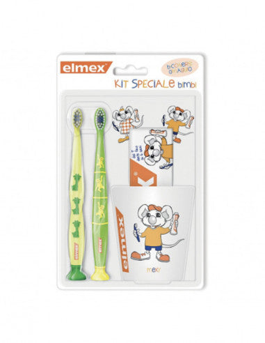 Aktionspaket Kids Elmex 1 Elmex Kinderzahnpasta 50 ml + 2 Elmex Kinderzahnbürsten 3-6 Jahre + 1 Becher gratis