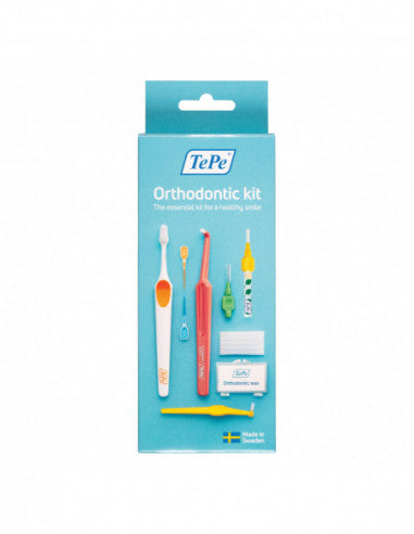 Tepe Kieferorthopädie-Set 1 Supreme Compact Zahnbürste + 1 Compact Tuft Zahnbürste + 2 Interdentalbürsten + 1 Tepe Angle + 2 Tepe Easypick Xs/
